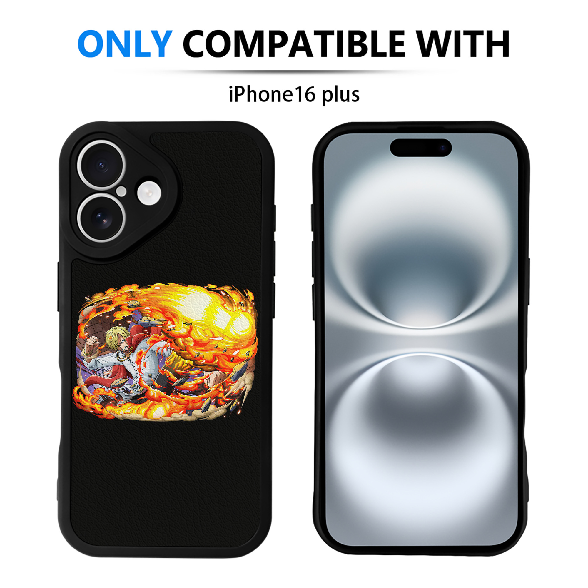 （画像用） ワンピース サンジ ONE PIECE Sanji 【iPhone 16シリーズ対応】シリコンスマホケース（レザー調） 材質：シリコン